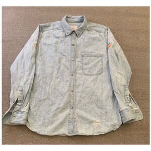 Rails Women's S‎ Light Blue Embroidered Chambray Distressed Shirt